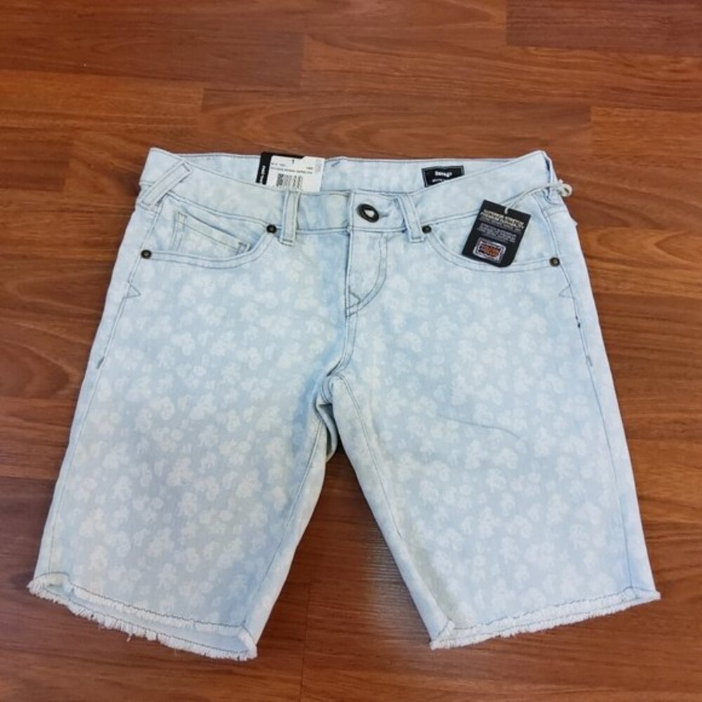 New Volcom Jeans Savage Skinny Bermuda Denim Shorts Stretch Size S